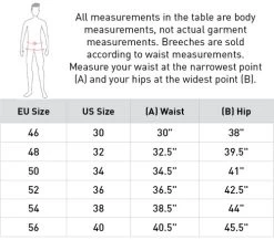 Men's B Vertigo Damien Breeches Knee Patch -Equestrian Clothing size chart measuring men horze 90442.1652824770