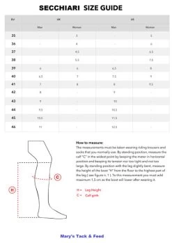 Secchiari Athena GP Tall Boots -Equestrian Clothing size guide secchiari boots 62147.1642365962