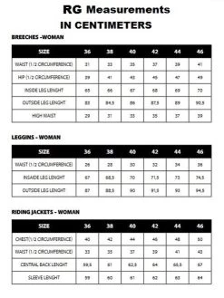 RG High Waist Breeches Knee Grip -Equestrian Clothing size guide women rg 36187.1669872530