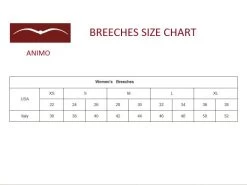 Animo Noodwill Knee Grip Breeches -Equestrian Clothing size guide womens breeches animo 98309.1601156741