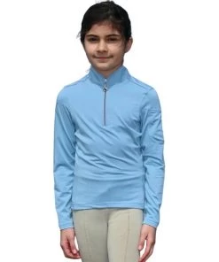 Girls Chestnut Bay SkyCool Shirt Long Sleeve -Equestrian Clothing skycool shirt LS silver blue chestnut bay 93562.1670692871