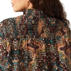 Wrangler Smocked Print Blouse
