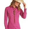 Panhandle Solid Stretch Snap Shirt 2 Panhandle Solid Stretch Snap Shirt -Equestrian Clothing solid stretch snap ls orchid front 22S3161 panhandle 52611.1651865613