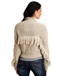 Stetson Fringe Sweater -Equestrian Clothing stetson fringe sweater tan back 1102705396049 stetson 09845.1661818204