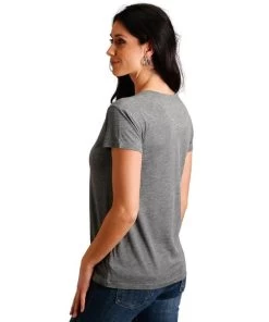Stetson Ladies Bronc Tee Short Sleeve -Equestrian Clothing stetson lds bronc tee ss grey back 1103905620815 stetson 69261.1661983207