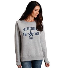 Stetson Oversize Sweatshirt -Equestrian Clothing stetson oversize sweatshirt grey front 1109805627095 stetson 25912.1661996429