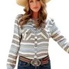 Cruel Denim Striped Rayon Western Top -Equestrian Clothing striped rayon western top multi front CTW7226014 miller 05967.1652985724