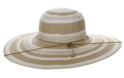 Capelli Yuri Striped Toyo Straw Hat -Equestrian Clothing striped wide brim sun hat back CSW421 WHITE capelli 14712.1691342700