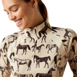Ariat Sunstopper 2.0 1/4 Zip Baselayer Print -Equestrian Clothing sunstopper 2.0 baselayer sepia.eq detail 10046675 ariat 90341.1691196775