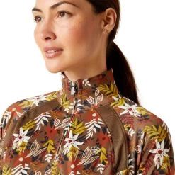 Ariat Sunstopper 2.0 1/4 Zip Baselayer Print -Equestrian Clothing sunstopper 2.0 print ls cnt.flor detail 10046676 ariat 85510.1691196799