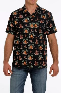 Men's Cinch Surfboard Island Shirt 10 Men's Cinch Surfboard Island Shirt -Equestrian Clothing surfboard island shirt black front MTW1401003 cinch 52131.1656708923