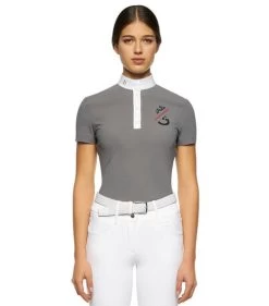 Cavalleria Toscana CT Team Red Stripe Polo -Equestrian Clothing team compet polo ss grey front POD274 JE022 8980 CT 22741.1640128196