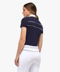 Cavalleria Toscana Team Daytona Polo Short Sleeve -Equestrian Clothing team daytona polo ss smoky blue back POD297 JE022 0001 ct 99701.1661549183