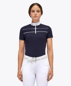 Cavalleria Toscana Team Daytona Polo Short Sleeve -Equestrian Clothing team daytona polo ss smoky blue front POD297 JE022 0001 cavalleria toscana 99249.1661549176