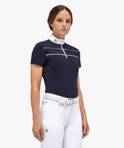 Cavalleria Toscana Team Daytona Polo Short Sleeve -Equestrian Clothing team daytona polo ss smoky blue side POD297 JE022 0001 cavalleria toscana 57937.1661549179