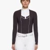 Cavalleria Toscana Tech Pique Show Polo Long Sleeve -Equestrian Clothing tech pique polo ls dk.purp front POD313 JE022 3A00 cavalleria toscana 58952.1664131255