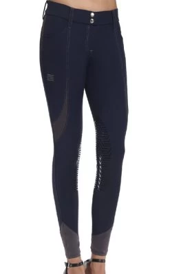 GhoDho Tinley Pro Grip Knee Patch Breeches -Equestrian Clothing tinley breech navy front ghodho 24453.1643579169
