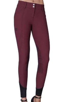 GhoDho Tinley Pro Grip Knee Patch Breeches -Equestrian Clothing tinley breech rouge front ghodho 20808.1643579171