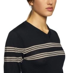 Cavalleria Toscana Merino V-Neck Sweater 12 Cavalleria Toscana Merino V-Neck Sweater -Equestrian Clothing v neck sweater navy front detail MAD113 LA035 7901 cavalleria toscana 45487.1650668187