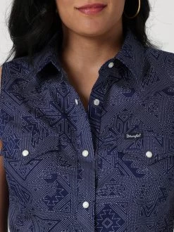 Wrangler Western Print Snap Shirt Sleeveless