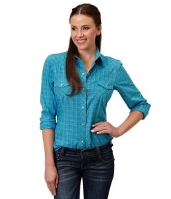 Roper Windowpane Plaid Snap Shirt 9 Roper Windowpane Plaid Snap Shirt -Equestrian Clothing windowpane plaid ls turq.org front 0105001016074 roper 41890.1666809640