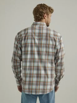 Men's Wrangler Wrinkle Resist Brown Plaid Shirt -Equestrian Clothing wrinkle resist plaid shirt brown back 112330396 wrangler 82192.1689459305
