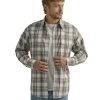 Men's Wrangler Wrinkle Resist Brown Plaid Shirt 2 Men's Wrangler Wrinkle Resist Brown Plaid Shirt -Equestrian Clothing wrinkle resist plaid shirt brown front 112330396 wrangler 75295.1689459307