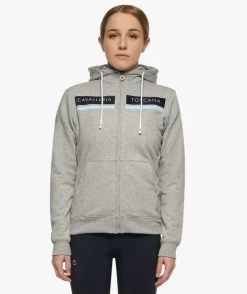 Kids Cavalleria Toscana CT Stripe Hoodie -Equestrian Clothing youth ct stripe hoodie stn.grey front FEA010 CO079 8000 cavalleria toscana 37511.1667068087