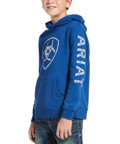 Ariat Youth Classic Logo Hoodie -Equestrian Clothing youth logo hoodie cobalt front 10033033 ariat 03413.1603480622