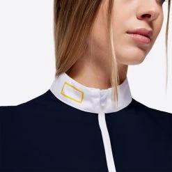RG Zip Competition Polo Long Sleeve -Equestrian Clothing zip competition polo ls navy detail POW004 JS001 7901 riders gene 98819.1686428999