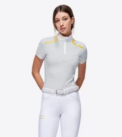 RG Zip Competition Polo Short Sleeve -Equestrian Clothing zip competition polo ss lt.grey front POW002 JS007 8100 cavalleria toscana 30254.1670380469